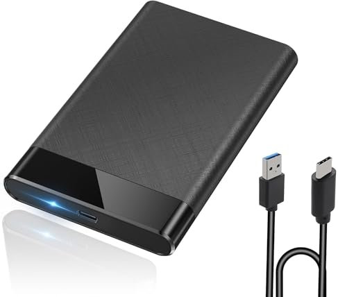 FOTILER 2.5 Inch Hard Drive Enclosure 6Gbps USB C 3.0/3.1 SSD/HDD Enclosure with Slide Cover and 2.0 Type C Tool Free SSD Case for 5TB Durable External Hard Disk Enclos for Laptop