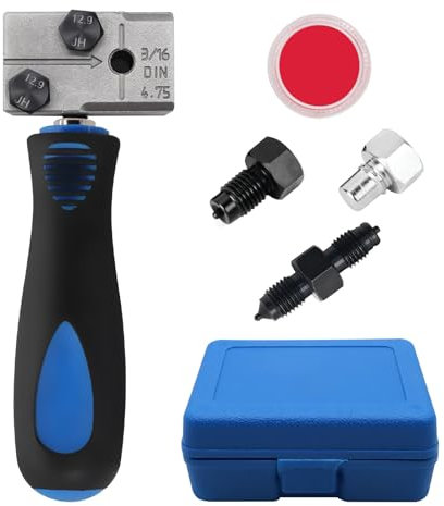 RUIZHI Utensile a doppia bordatura per tubi dei freni 3/16 – Tubo del freno per bordature DIN, kit di riparazione per tubi in rame, nichel e acciaio, compatibile con auto, camion