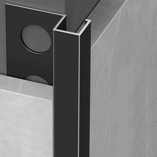 WJYWX Aluminum Tile End Strip Corner Profile, 90 Cm* 3 Pieces Decorative Angle ProfileTile Strip For Floor And Wall Edges Protective Profile(Matte Black,12mmx12mmx0.9m)