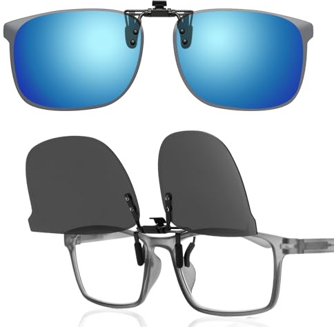 LUFF Occhiali da sole polarizzati Clip-On Cat-Eye per uomini e donne | Protezione UV400, lenti anti-abbagliamento HD, design leggero 8g Flip-Up | Guida sicura, ciclismo e all'aperto