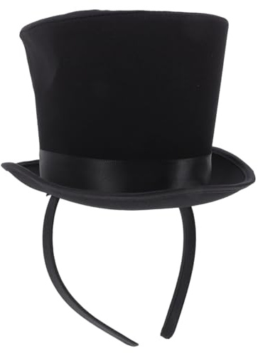 HAMPPLIES Banketthut Kleiner Schwarzer Zylinderhut Mit Leichtem Stirnband Für Festliche Bankettpartys Bühnenauftritte Und Cosplay Dekoration