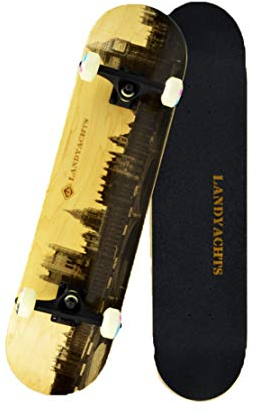 HIOD Maple Skateboard 7-lagiges Deck ABEC-9 Hochgeschwindigkeitslager Langlebig und unbeschädigt,A