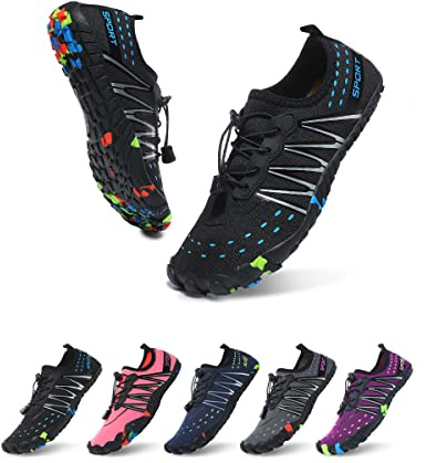 ziitop Chaussures de bain pour femme et homme,Séchage rapide,Chaussures aquatiques,Trous de drainage,Chaussures de natation,Unisexe,Pieds nus,Pour kayak, gym, trail, randonnée, Noir 2000, 43 EU