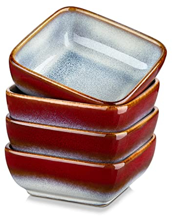 vancasso Lot de 4 coupelles à sauce carrées en grès - Motif étoile - Pour apéritif - Petit bol de service