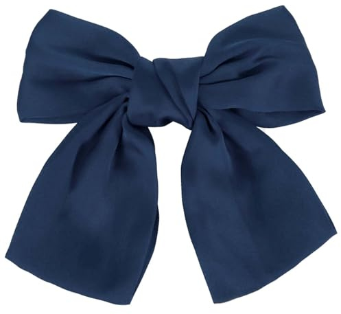 LECTNORE Bow Hair Clip - Navy Hair Bows for Women, Satin Silky Ribbon Bowknot French Barrettes Hair Accessory for Girls(1PC)