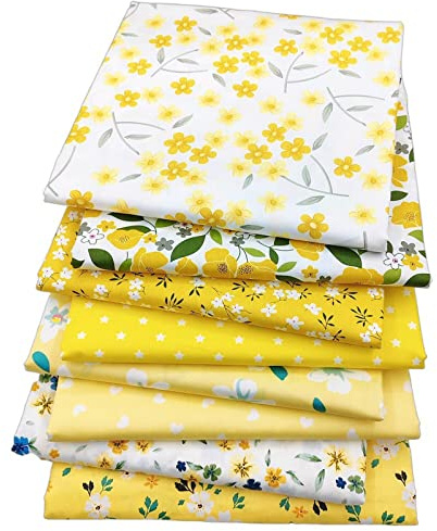 Fabric Fat Quarters Bundle, Cotton Craft Fabric Bundles Patchwork Material for Sewing 8PCS 50 x 40cm Patchwork Different Pattern Cloths DIY Scrapbooking Artcraft (Y-Flower-8)
