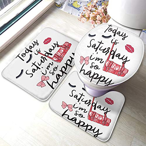 Badematten-Set mit Früchten, 3-teilig, lustige Orange, Kiefer, Kiwi, Birne, Banane, Zitrone, Pflaume, niedlich, frisch, Badematten für Badezimmer, saugfähiger, rutschfester Teppich, 59,9 x 39,9 cm,