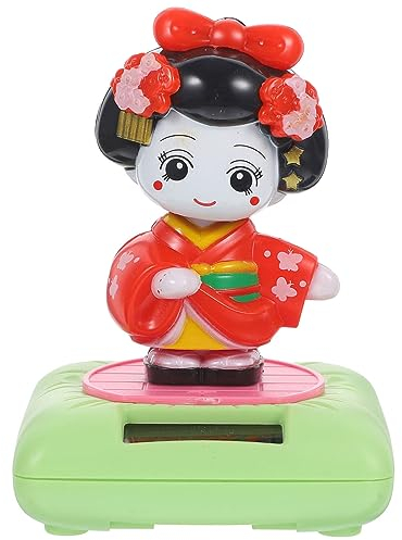 VILLCASE Wackelblume Solar, Auto Wackelfigur, Solar Tanzende Kimono-Puppe, Kunststoff Solarbetriebene Wackelblume für Auto Oder Büro, Flexible und Lustig, 10cm Hoch