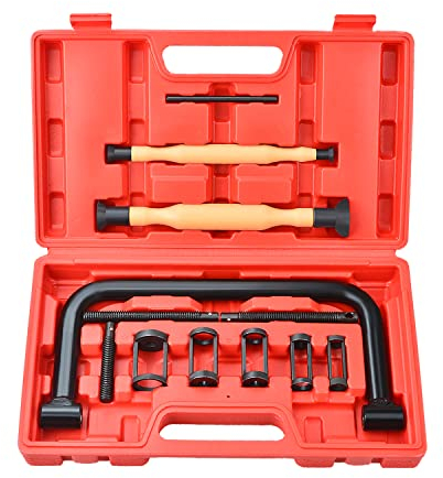 Zoomtools 12Pcs Valve Spring Compressor tools Kit, Auto Compression C-Clamp Tool Service Set with Valve Lapping Grinding Stick Tool, for Motorcycle, Car, ATVs, Trucks