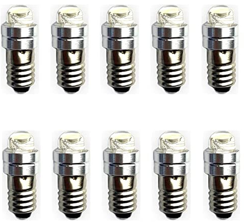 GutReise E5 LED lampadine, 10PCS E5 vite lampadina indicatore lampade DC3V-6V & DC9V-24V Bianco freddo e bianco caldo 0.2Watts 6-7Lm (DC9-24V, Bianco freddo)