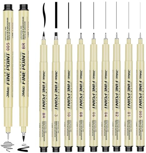 Tundwhite Micron Fineliner Stifte,9 Stück Fineliner Zeichnung Stifte Handlettering Fineliner Set Filzstift Schwarz Präzision mit 9 Verschiedene Linienbreiten für Künstler Illustration Skizzieren Manga