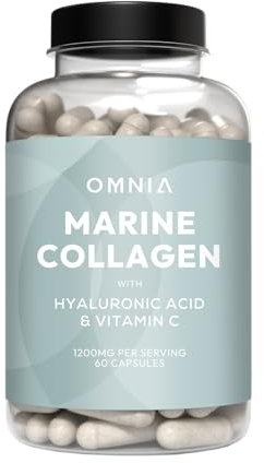 Omnia Marine Collagen Capsules 1200mg, Premium Skin, Hair & Nail Health Support for Women & Men, Enriched with Type I Collagen, Hyaluronic Acid & Vitamin C, High-Potency Formula, UK Made, 60 Capsules