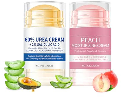 Hydrating and Anti-Cracking Foot Cream, 2Pcs Urea Fußcreme 60%, Feuchtigkeitsspendende und Anti-Riss-Fußcreme, Lindert Extreme Trockenheit und Rissbildung der Hände und Füsse