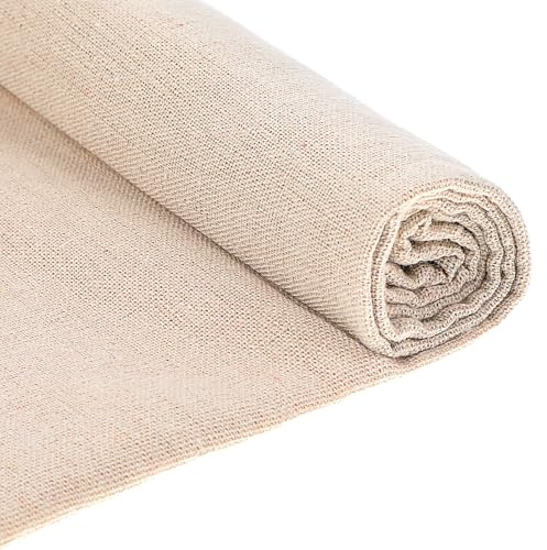 Tela de Lino para Punto de Cruz 150×50 cm Lienzo de Bordado Tela de Lino Bordada 20% Algodón Muselina Lienzo de Bordado para Coser Ropa y Manualidades Telas de Algodón