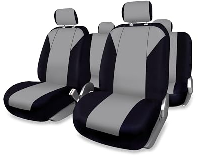 +PWR Car Parts Juego de Fundas de Asiento Universales Firenze Grises y Negras. Airbag Compatibles, Juego Completo para 5 Asientos.