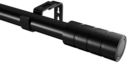 Gardinenstange Schwarz Vorhangstange 3m Gardinenstange Ausziehbar Vorhangstange mit Verstellbaren Halterungen für Schlafzimmer, Wohnzimmer(185-310cm, Ø25mm)