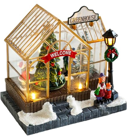 Encantadora Casa de Iluminación Navideña, Decoración de Navidad para Pueblo Miniatura, Adornos Luminosos de Casa de Resina para el Pueblo Decoración del Escritorio para el Hogar para Alegría Festiva