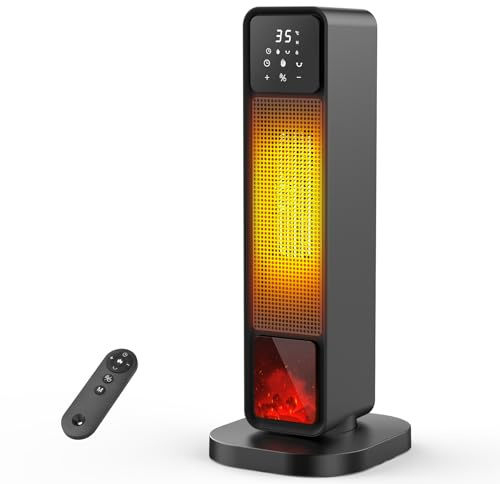 Stufa Elettrica Basso Consumo: 2200W Riscaldamento Casa Stufetta,Silenzioso,Timer 8H,Anti - Ribaltamento,Touchscreen/Telecomando,illuminazione Ambientale con Fiamma, per camere da letto e uffici