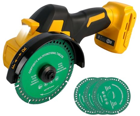 Sladlös vinkelslip för Dewalt 18/20V, borstlös mini vinkelslip 18000RPM 100mm liten avskärare med 4 st skivor för skärning, polering, slipning (för Dewalt, 100mm)