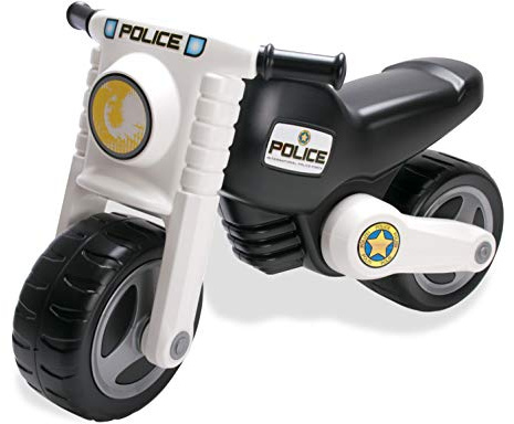 Dantoy Kids Sit & Ride Motorcycle with Wide Wheels and Trailer Tow Bar, Made in Denmark – Push Along Police Bike