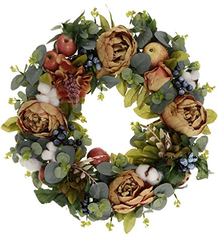 perfeclan Handgemachte Türkranz Wandkranz Blumenkranz Rattankranz Dekokranz für Landhaus und Landhochzeit