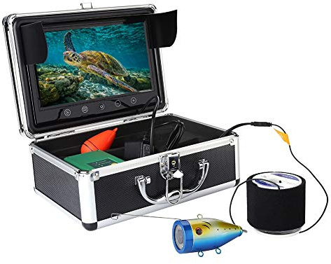 Appareil Photo Fish Finder,ASHATA 50M caméra de pêche sous-Marine HD 1000TVL Appareil Photo de pêche sous-Marine, détecteur de Poissons étanche de 30 LED avec écran Couleur TFT de 9 Pouces(EU)