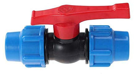 BE-TOOL Raccords de tuyau de compression, raccord de tuyau en plastique de 1,9 cm en polyéthylène moyenne densité avec valve à bille en ligne (25 mm)