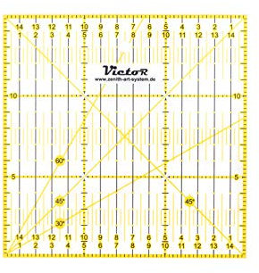 Victor transparentes Lineal 15x15cm in Gelb zum Naehen, Basteln, Patchwork und Quilting - Naehlineal