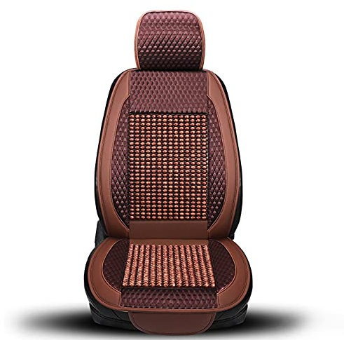 Blueshyhall Housse de Siège Voiture Massage, Perles de Bois Housse de Siège Auto Sièges Avant, Cool Housse de Siège Voiture Respirante, Coussin de Massage Universel pour Voiture, Bureau (Marron)