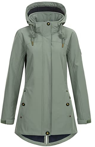 Ankerglut dam Damen Softshellmantel Kurzmantel Mit Kapuze Gefüttert Softshelljacke Übergangsjacke #Ankerglutbrise Softshelljacka