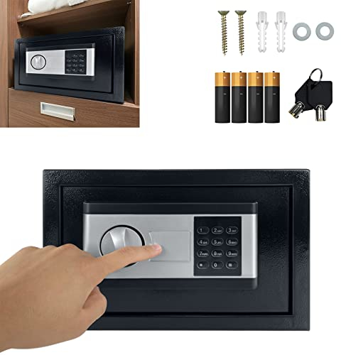HENGMEI Safe Tresor, 22L Elektronischer Wandtresor, Möbeltresor Geldkassette Tresor Feuerfest Wasserdicht, mit zahlenschloss und Schlüssel, 35x25x25cm