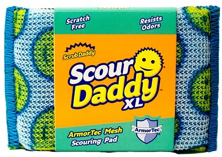 Scrub Daddy Scour Daddy XL, Estropajo Cocina Limpieza, Almohadilla de Fregar Resistente para Limpiar, Alternativa a los Estropajos Metálicos para Cocina, Esponjas para Lavar Platos, Grigio