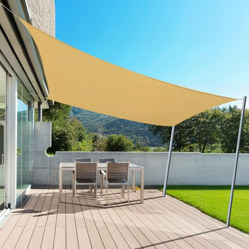 AXT SHADE Vela Ombreggiante Impermeabile Rettangolare 2x3m Tenda a Vela Parasole e Protezione Raggi UV per Esterno Giardino Terrazza-Sabbia