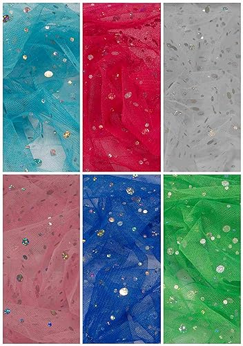 Stoff-Kollektion - Tüll Stoff mit Pailletten Meterware aus Polyester - Tüllstoff Glänzend & Doppelseitig 150cm breit – Ideal zum Nähen von Kostümen, für Tütü, als Dekostoff etc. - Grün