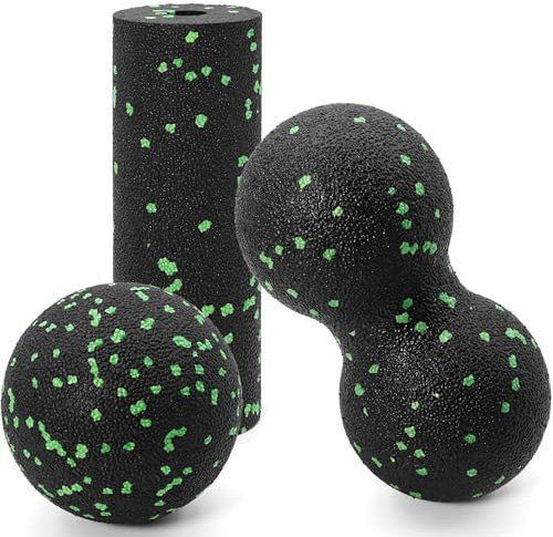 Brelet Faszienball und Faszienroller Set, Faszienball Klein Faszienrolle Nacken Faszienball Rücken Wirbelsäule Massageball für Wirbelsäule Rücken Nacken(Packung mit 3 Stück)