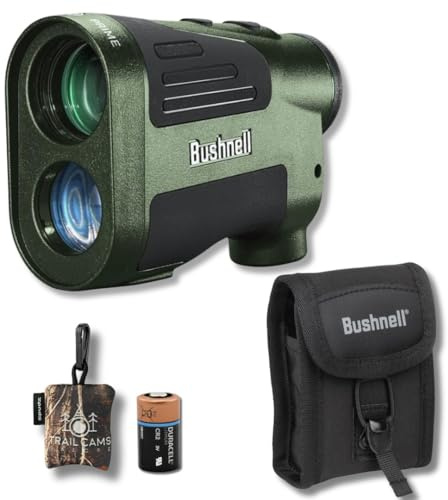 Bushnell Prime 1500 Hunting Laser Rangefinder 6x24mm - Bow & Rifle Modes, BDC Readings, Crystal Clear Optic Protected by Exo Barrier + Durable Carrying Case + Battery + Microfiber Cleaning Cloth