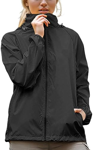 Homme Veste de pluie légère et imperméable pour femme coupe-vent fine pliable pour les voyages et le vélo Plein air Voyage Course à pied Randonnée