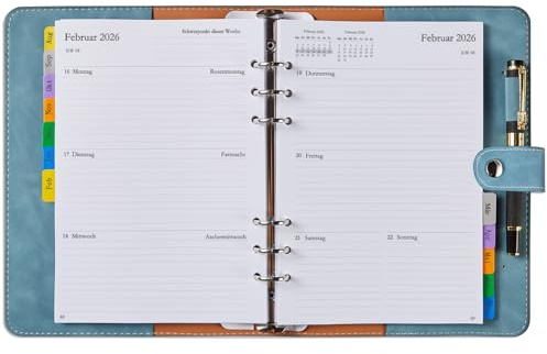 Agenda 2025 2026, format A5, en allemand, agenda scolaire 2025/2026, avec aperçu mensuel, notes, contact, couverture souple, semainier à anneaux, agenda scolaire, organiseur de livre, août 25 à