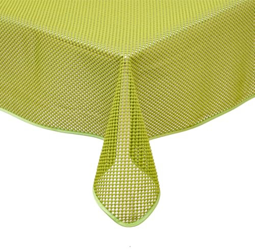 texpot Gartentischdecke 140 x 180 cm oval grün Karo wetterfest geschäumt rutschfest