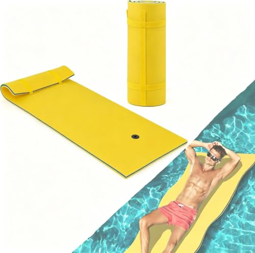 GOPLUS Flotteur Piscine,Hamac Flottant Tapis d'eau Flottant en Mousse Durable pour Lacs, Piscines et Plage, Matelas Gonflable, 210X66CM (Jaune)