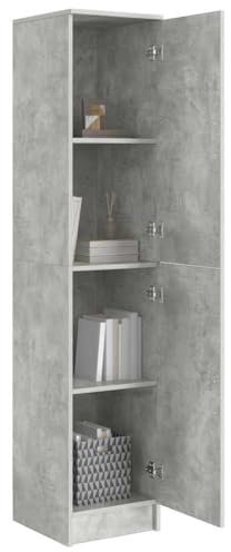 vidaXL Aparador Alto Gris Concreto 35 x 39 x 168 cm, Moderno, Alto Armario Rectangular, solución Amplia de Almacenamiento, Elegante Mueble para Vivir