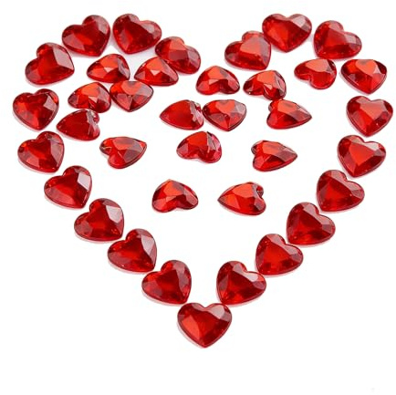 300 cristalli di diamanti a forma di cuore, colore rosso, 12 mm, pietre decorative a forma di cuore, coriandoli, diamanti a forma di cuore in acrilico, per decorare il fai da te, matrimoni