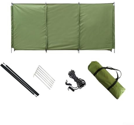 Jonikuper Pare-vent portable de camping 520 x 140 cm en tissu Oxford avec poteaux de soutien pour la plage, le pique-nique en plein air
