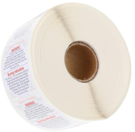 JOINPAYA Étiquettes D’Avertissement pour Bougies Autocollantes Autocollants de Sécurité Imperméables Rouleau de 500 Pièces Format Compact pour Fabrication et Usage Domestique de