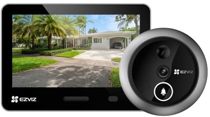 EZVIZ Cámara de mirilla inteligente 4K AI, visor de puerta inalámbrico, reconocimiento facial, detección humana, visión amplia de 155°, conversación bidireccional, resistente a la intemperie