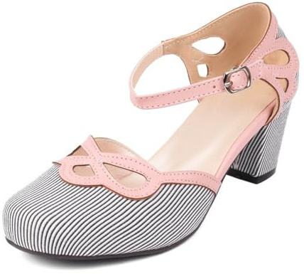 Scarpe Tradizionali con Tacco Scarpe da Ballo Grosse Scarpe da Sposa Scarpe da Ballo con Tacco a Blocco Ballerine Scarpe Eleganti con Tacco e Fibbia (Grey, 41)