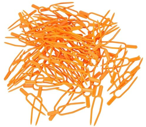 INOOMP 100 Clips de Fixation en Plastique Orange pour Jardinière à Fraises, Dispositif de Pression Invisible, Fourche à Planter pour Soutien des Tiges en Bureau et Boutique de Fleurs