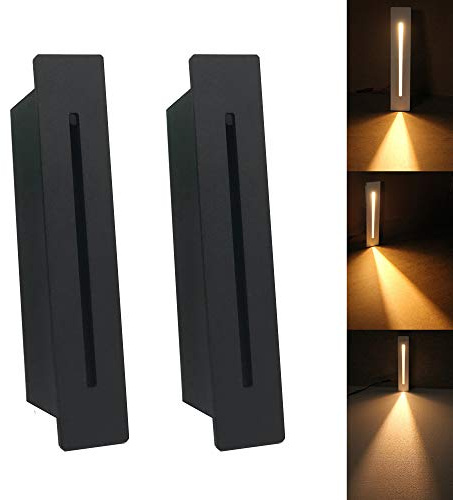 Luce a LED da incasso per scale, 220 V, per interni, angolo da parete, lampada decorativa per corridoio, scala, 2 pezzi, Cold White, Nero