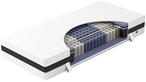 verapur Taschenfederkernmatratze 90 x 200 cm, H2, mit 7-Zonen, King Ortho Luxe Hypersoft Matratze, waschbarer Bezug, Öko-Tex, 30cm hoch