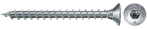 fischer 670000 FPF Power-Fast II 3.0 x 12 mm Chipboard Wood Screws, Countersunk Head with Inner Star TX, Fully Threaded, Galvanised Blue Passivated, Box of 1000